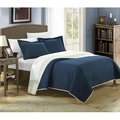 Chic Home Chic Home QS2600-US Jasper Reversible Color Block Modern Quilt Set - Navy - Twin - 2 Piece QS2600-US